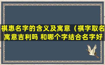 祺惠名字的含义及寓意（祺字取名寓意吉利吗 和哪个字结合名字好）